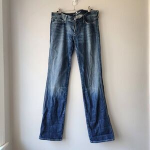 7 For All Mankind Colette Straight Leg Blue Jeans | Womens 31 | Tall Low Rise